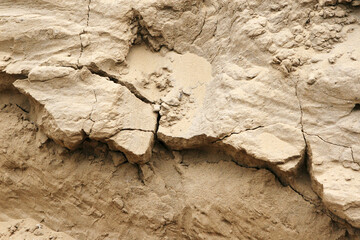 Mountain gray-brown construction sand close-up. Textural background