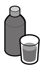 うがい薬と希釈液が入ったコップ