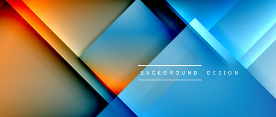 Square shapes composition, fluid gradient geometric abstract background. 3D shadow effects, modern design template