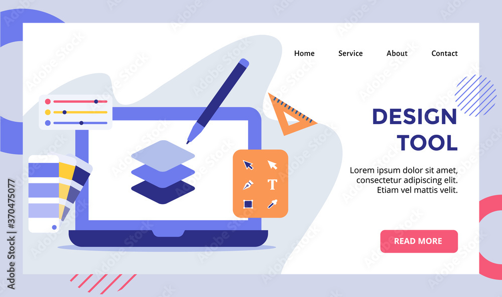 Aufkleber design tool pen layer on display monitor laptop campaign for web website home homepage landing page 