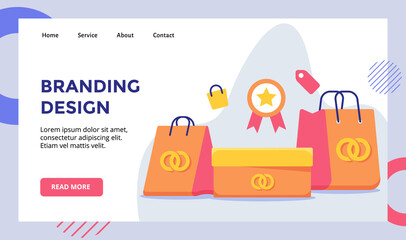 Branding design logo on shopping bag box campaign for web website home homepage landing page template banner with modern flat style