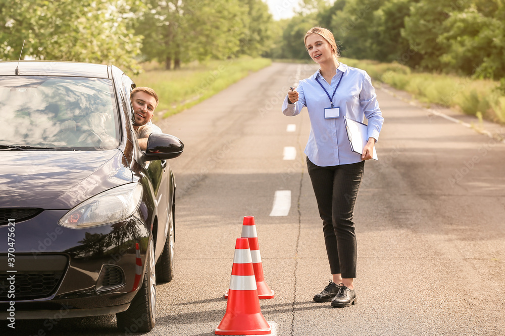 Canvas Prints Instructor conducting driver licence test