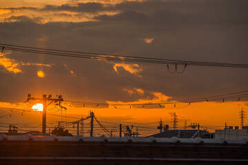Fototapeta na wymiar ベランダから見た夕焼けの景色