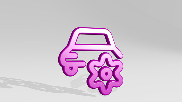 car actions settings 3D icon casting shadow. 3D illustration. auto and automobile