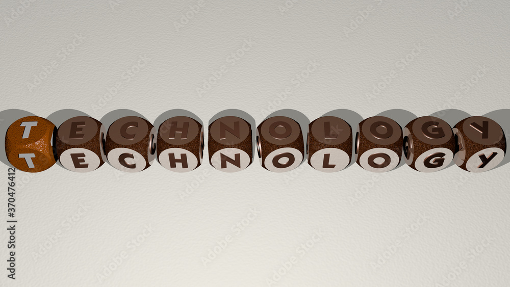 Poster combination of technology built by cubic letters from the top perspective, excellent for the concept