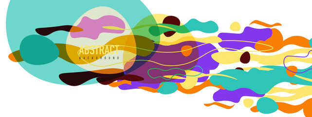 Trendy liquid style shapes abstract design, dynamic vector background for placards, brochures, posters, web landing pages, covers or banners