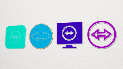 team viewer 4 icons set. 3D illustration