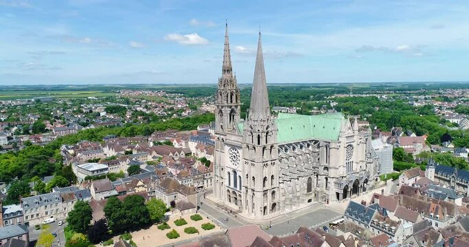 Aerial view of Cathedral of our lady of chartres