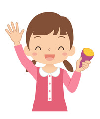 おいしそうな野菜を持っている女の子　子ども　さつまいも　イラスト