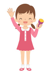 おいしそうな野菜を持っている女の子　子ども　さつまいも　イラスト