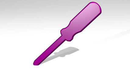SCREWDRIVER 3D icon casting shadow. 3D illustration. construction and background