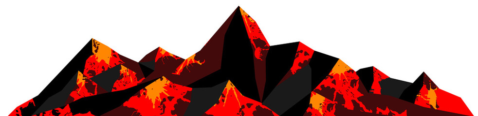 Abstract logo of mountain ranges, volcano with lava landscape, red and black tones. Vector background © Юрий Парменов
