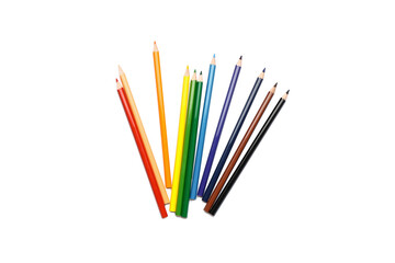 Set of colorful pencils on white background
