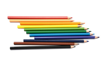 Set of colorful pencils on white background