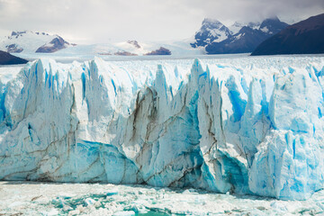 Vertical edge of glacier Perito Moreno (Glaciar Perito Moreno), southeast of Argentina, province...