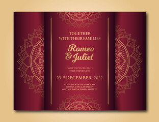 luxury wedding card with gorgeous  mandala background design