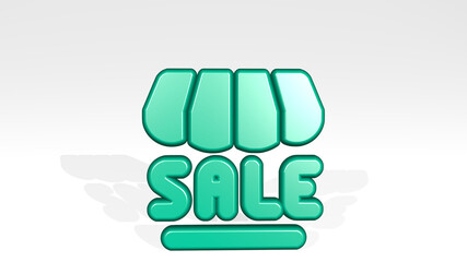 shop sale 3D icon casting shadow. 3D illustration. background and business