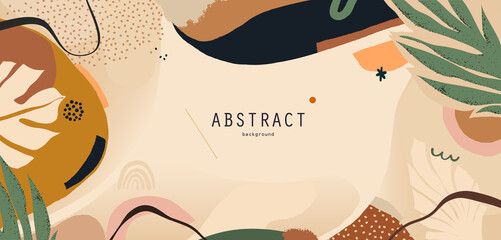 Trendy artistic abstract background template. Modern hand drawn vector illustration.