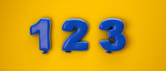 Blue balloon set 1, 2, 3 made of realistic 3d render air balloon. Collection of balloons number ready to use for unique decoration with several concept idea in any occasion. 3d illustration