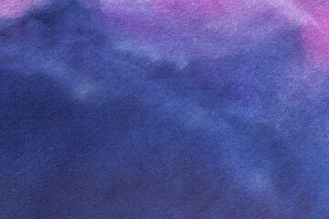 Abstract art background navy blue and purple colors. Watercolor painting on canvas with soft sapphire gradient.