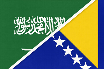 Saudi Arabia and Bosnia and Herzegovina, symbol of national flags from textile. Championship between two countries.