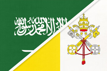 Saudi Arabia and Vatican City, symbol of national flags from textile. Championship between two countries.