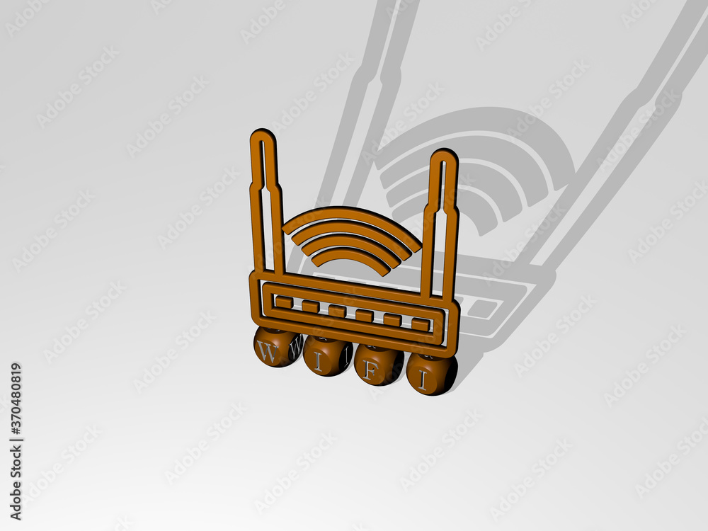 Poster wifi 3d icon over cubic letters. 3d illustration. internet and connection