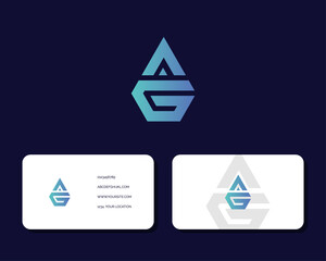 Letter A G logo design with business card vector template.. creative minimal monochrome monogram symbol. Premium business logotype. Graphic alphabet symbol for corporate identity