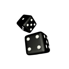 illustration abstract, rolling black dices .3d illustration. White background
