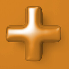 Obraz premium Gold color plus sign. 3d illustration
