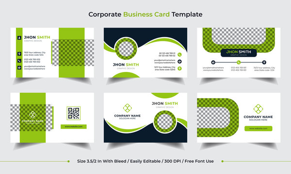 Set of simple and clean modern Business card, name card, visiting card Template Design. Corporate Personal  ,Business card templates design with green color scheme