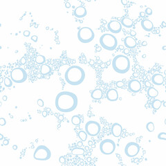 Aqua stylish texture with bubbles, pop-up bubbles pattern, sparkling water. Vector seamless background for printing on fabric