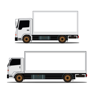white freight truck drawing in vector