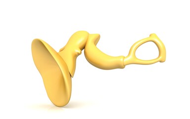 3D illustration of inner ear . Cochlea in color background