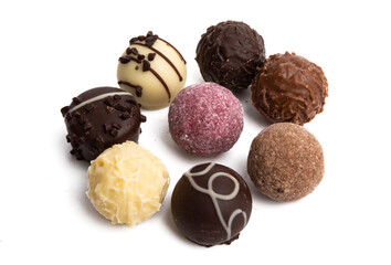 chocolate truffles isolated