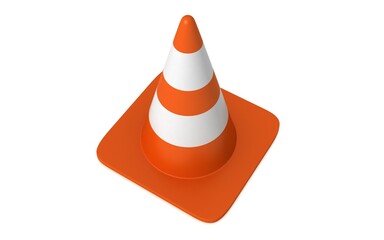 3D illustration of traffic cones on white background