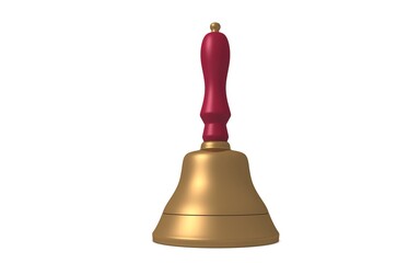 
3D illustration of Vintage School Bell on White Background.