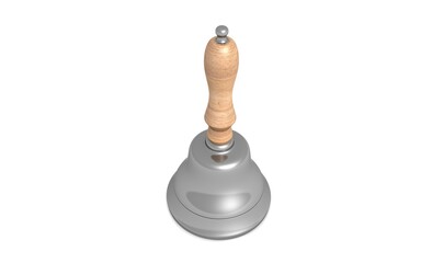 
3D illustration of Vintage School Bell on White Background.
