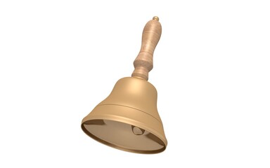 
3D illustration of Vintage School Bell on White Background.