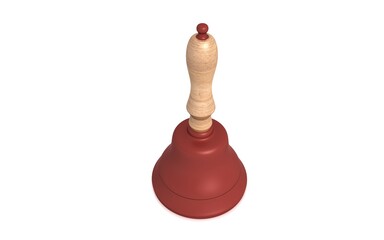 
3D illustration of Vintage School Bell on White Background.