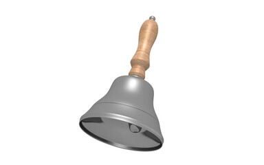 
3D illustration of Vintage School Bell on White Background.