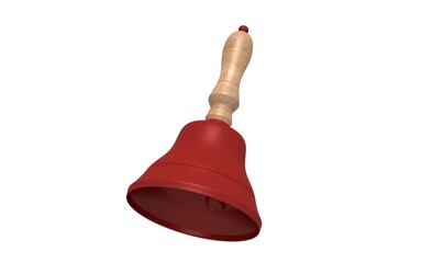 
3D illustration of Vintage School Bell on White Background.