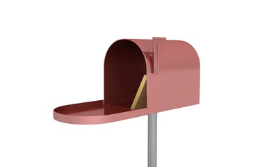 3D illustration of mailbox on white background