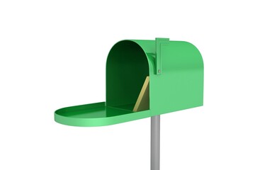 3D illustration of mailbox on white background