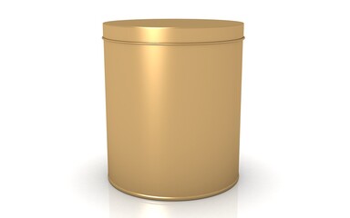 3D gold tin on white background