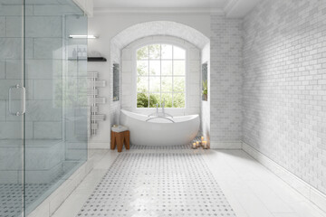 Renovation of an old building bathroom (concept) - 3d visualization