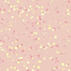 Seamless pattern from multicolored confetti. Colored circles on a pink background. Vector EPS10.