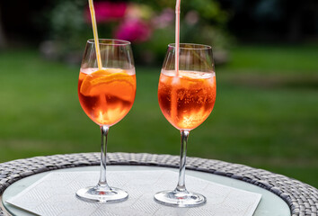 Aperol Spritz with orange is a perfect aperitif for a hot day