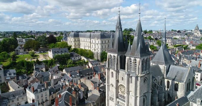 France, Loir et Cher, Loire Valley listed as World Heritage by UNESCO, Aerial view of Chateau de Blois.