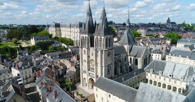 France, Loir et Cher, Loire Valley listed as World Heritage by UNESCO, Aerial view of Chateau de Blois.